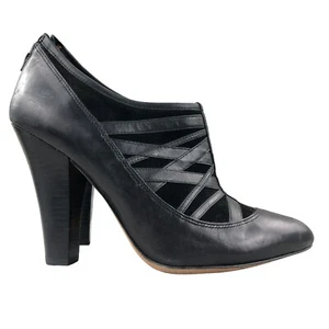 Modern Vintage Women's Size 39 Lil Ro Black Leather Pointed Toe Ankle Booties - Picture 1 of 12