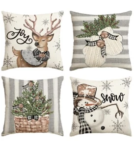 AVOIN Navidad Muñeco de Nieve Reno Guantes Eucalipto Fundas de Almohada 18”X18” - Imagen 1 de 4