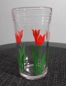 "Flores de vidrio de jugo de tulipanes rojos Swanky Swigs vintage 3 7/8""" - Imagen 1 de 9