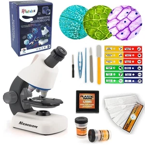 STEM Microscope for Kids - Up to 40-1200x Zoom Blank and Prepared Slides Built-i - Picture 1 of 4