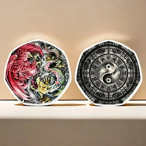 Seven-Sided Tai Chi Bagua Dragon Coin with Yin Yang Symbol Metal Coin - Picture 1 of 5
