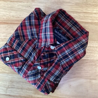 二手状况完好 男孩牧马人西部红色格子长袖衬衫珍珠扣 S 5/6 — 第 1/4 张图片