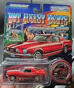 Greenlight 1968 Red Mustang Fastback Hot August Nights 2008 Signed DIECAST CAR - Picture 1 of 4