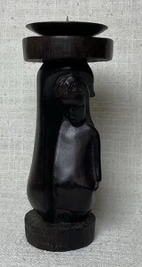 Afrikanischer handgeschnitzter Holz Kerzenhalter H16cm 268g - Bild 1 von 6