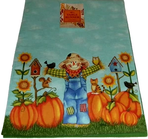 FALL TABLE RUNNER ~ 13" X 36" ~  SCARECROW - Imagen 1 de 1