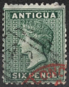 SG8 Sn:#4 1863 6d ANTIGUA & BARBUDA Queen Victoria Definitives, gebraucht - Bild 1 von 2