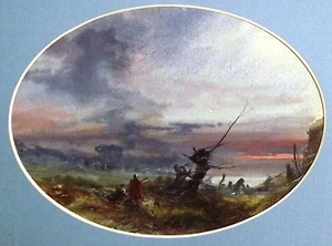 19th Century Watercolor Soldiers on Battlefield, Post-Battle? - Bild 1 von 4
