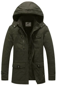 Abrigo para hombre WenVen chaquetas grueso algodón abrigo de invierno parka con capucha extraíble - Imagen 1 de 53