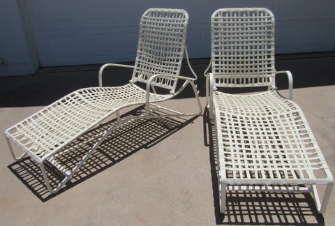 PAIR VINTAGE BROWN JORDAN? MID CENTURY MODERN CHAISE LOUNGE OUTDOOR CHAIRS PATIO Cover
