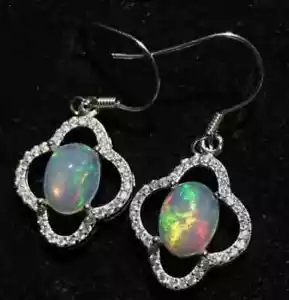 Natürlich Feuer Opal Ohrringe,925 Sterlingsilber Ohrring,Hochzeit Geschenk - Bild 1 von 5