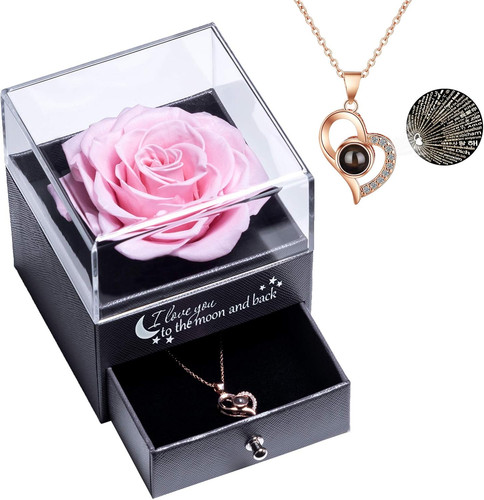 Vera Rosa Eterna Con Ti Amo Confezione Regalo Collana per San Valentino Festa De