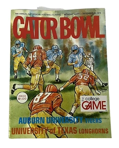 1974 Gator Bowl Auburn Texas Football Programm Earl Campbell MVP - Bild 1 von 3