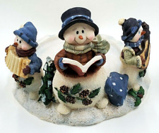 Snowman Traditional Carolers Figurine Candle Stand Holder Resin NEW 