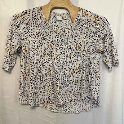 Camisa Top Túnica Rachel Zoe Para Mujer Talla 1XL Lino Manga 3/4 Floral Cuello en V Foto 1 de 4