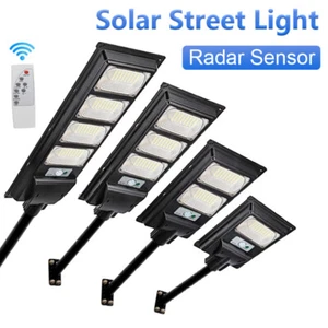 Outdoor Solar LED Street light Waterproof Dusk to Dawn Radar Sensor Remote+Pole - Picture 1 of 20
