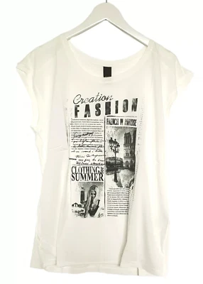 B.C. Damen SHIRT Blusenshirt Materialmix cremeweiß Größe 40 42 NEU 126 - Bild 1 von 2