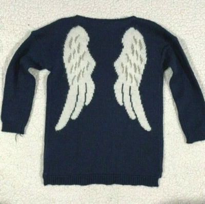 United Colors Benetton Girls Knit Wool Blend Pullover Sweater XS (4-5) Wings - Image 1 of 4