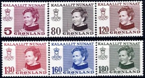 Greenland 1978 - 79 Queen Margrethe definitive set of 6 UNM / MNH Cover