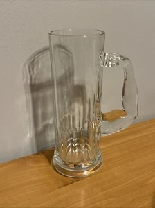 Vintage 8.25” Tall Beer Mug With Muscle Arm Handle Clear - Picture 1 of 5