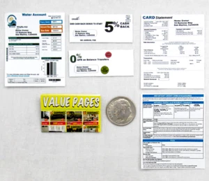 1:6 Scale JUNK MAIL BILLS Miniature Playscale 6 Pc - Picture 1 of 6