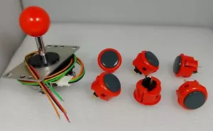 Japan Sanwa Mix Buttons Vermilion Grey x 6 & Ver Joystick 8YT- Arcade Parts - Bild 1 von 9