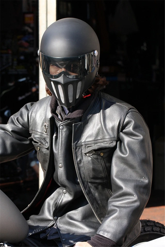 Japan Ghost Rider Retro  Motorcycle Full Face Helmet Goggles - Image 1 of 4