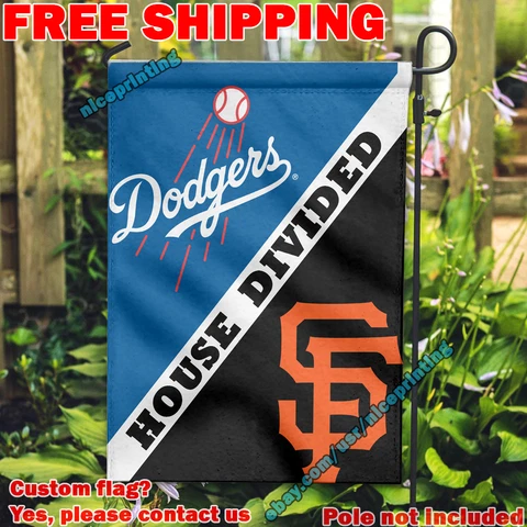 Los Angeles Dodgers vs. San Francisco Giants House Divided Garden Flag 12x18" Cover