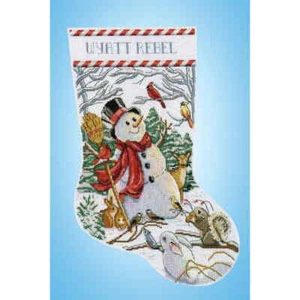 Design Works Kreuzstich Stickpackung "Weihnachtsstrumpf Waldschneemann", Zählmus - Bild 1 von 1