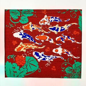 Lucky 9 Fancy Carp Fishes Silkscreen ThaiArt Picture Wall Decor Gift Paper Frame