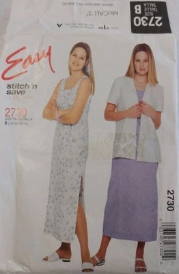 McCall's 2730 Misses Unlined Short Sleeve Jacket Dress Sizes 18 20 22 24 - Image 1 of 2