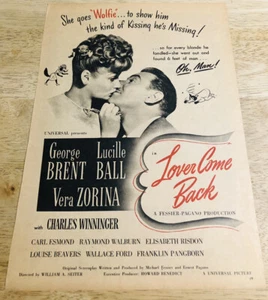 LOVER COME BACK 1946 Lucille Ball/Anna & King of Siam Irene Dunne - Anuncios de colección - Imagen 1 de 2