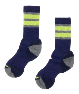 Smartwool L60709 Kids Navy Striped Hike Medium Crew Socks Size L/5-7.5 - Picture 1 of 3