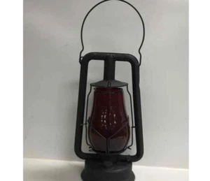 Dietz Red Glass Metal Oil Lamp - Picture 1 of 6
