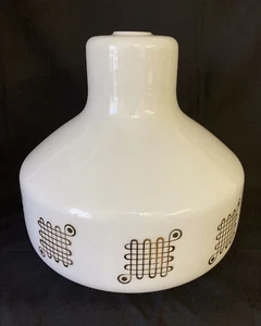Original 1970s White Glass Hanging Pendant Lamp Light Shade with Gold Decoration - Picture 1 of 6