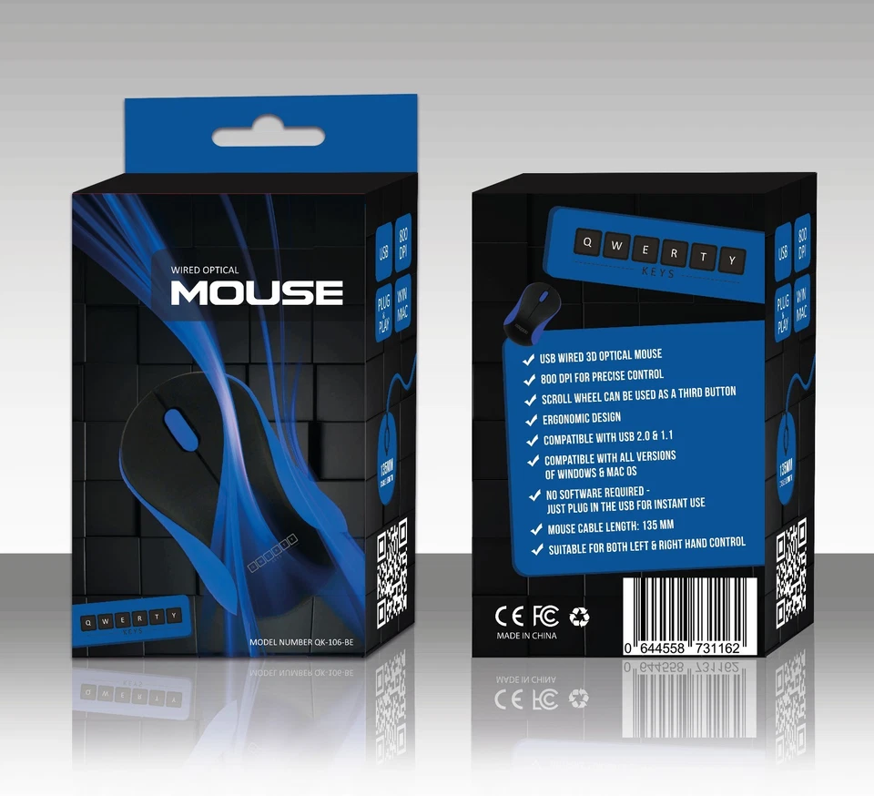 CLEARANCE - 100 Mice Blue Modern USB Wired Optical 3D Computer Mouse Windows Mac - Image 1 of 3