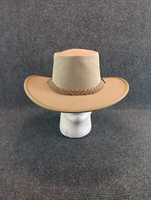 Barmah ~ Australia Lona Ventilada Drover Sombrero Caqui Safari Aussie Talla Mediana Foto 1 de 4