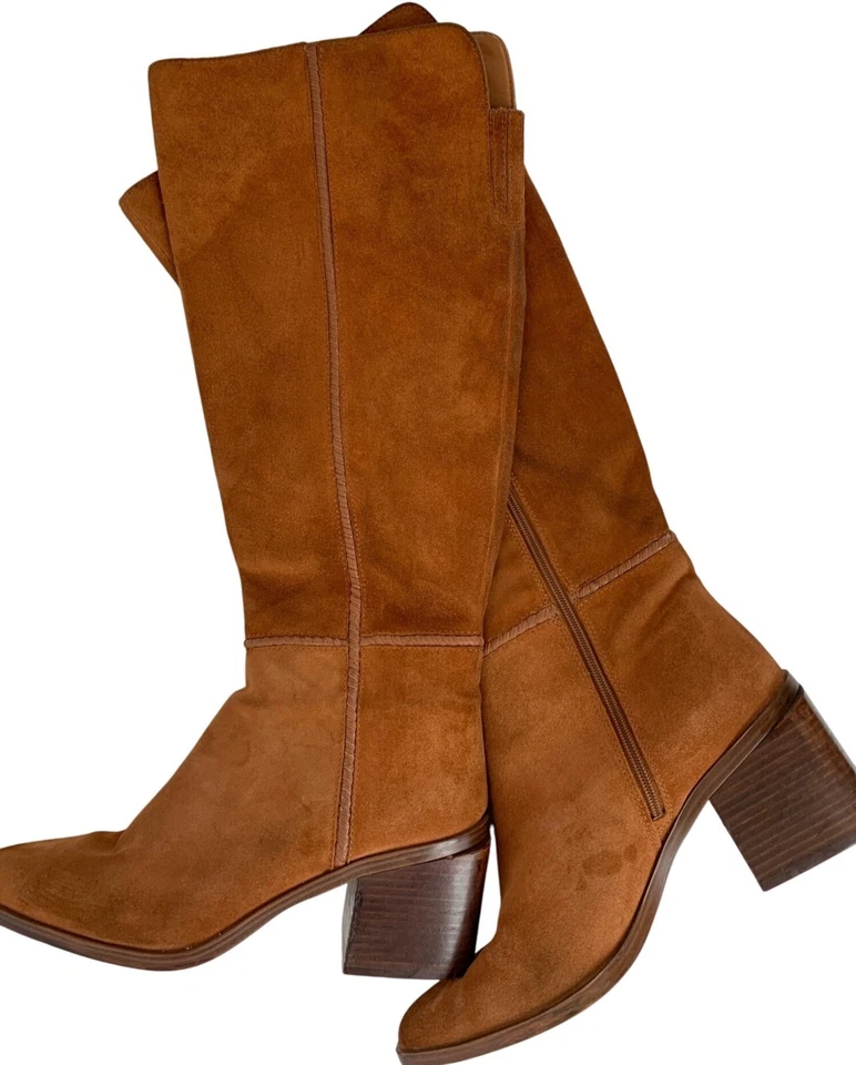 Vince Camuto Kaleeca 11M Tacón Grueso Gamuza Botas Altas con Cremalleras Laterales K10076 Foto 1 de 4