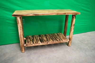 Solid Wood Log Sofa Table ~ Torched Cedar | Amish-Made in USA | Free Shipping - Image 1 of 3