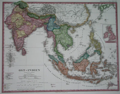 1865 ORIGINAL MAP INDIA SIAM SIKHS CEYLON PHILIPPINES CHINA EAST INDIES MALAYSIA - Image 1 of 4