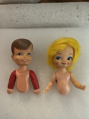 Lote De Colección De 2 Muñecas REMCO Finger Ding Marioneta - Niño Y Betty 1969 Juguete Foto 1 de 4