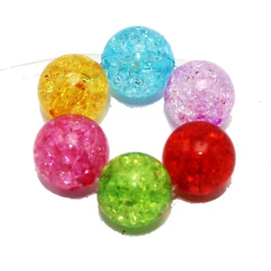 50 Gemischte Farben Acryl Crackle Rund Perlen 12 mm Glatt Kugel Kinder Basteln Schmuck  - Bild 1 von 9