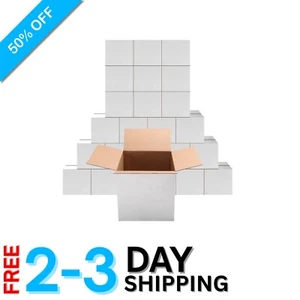 Versatile 8x8x8 White Cardboard Boxes - 25 Count for Mailing Small Items - Picture 1 of 8
