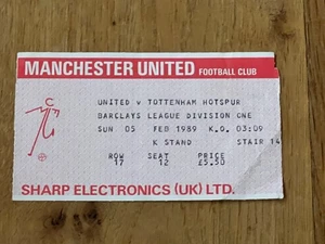 TICKET 1988/89 Manchester United v Tottenham League - Non Shiny - Picture 1 of 1