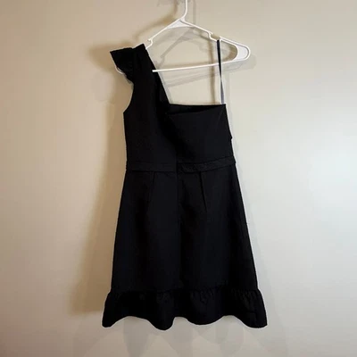 Vera Wang Lavender Label Black One Shoulder Ruffle Hem Dress Size 8 - Image 1 of 4