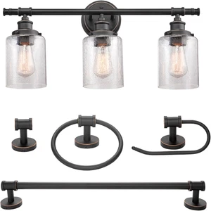 Electric 51415 Camden 5-Piece All-In-One Bathroom Set, 3 Vanity Light with Seede - Picture 1 of 12
