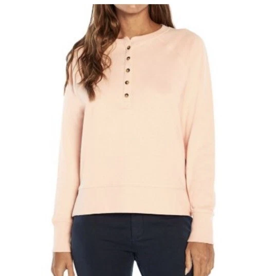 Gap Womens Henley Sweatshirt Peach Melba Size XS