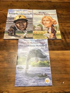 Lot of 3 Who Was Books Roberto Clemente Thomas Jefferson Loch Ness Monster - Bild 1 von 4
