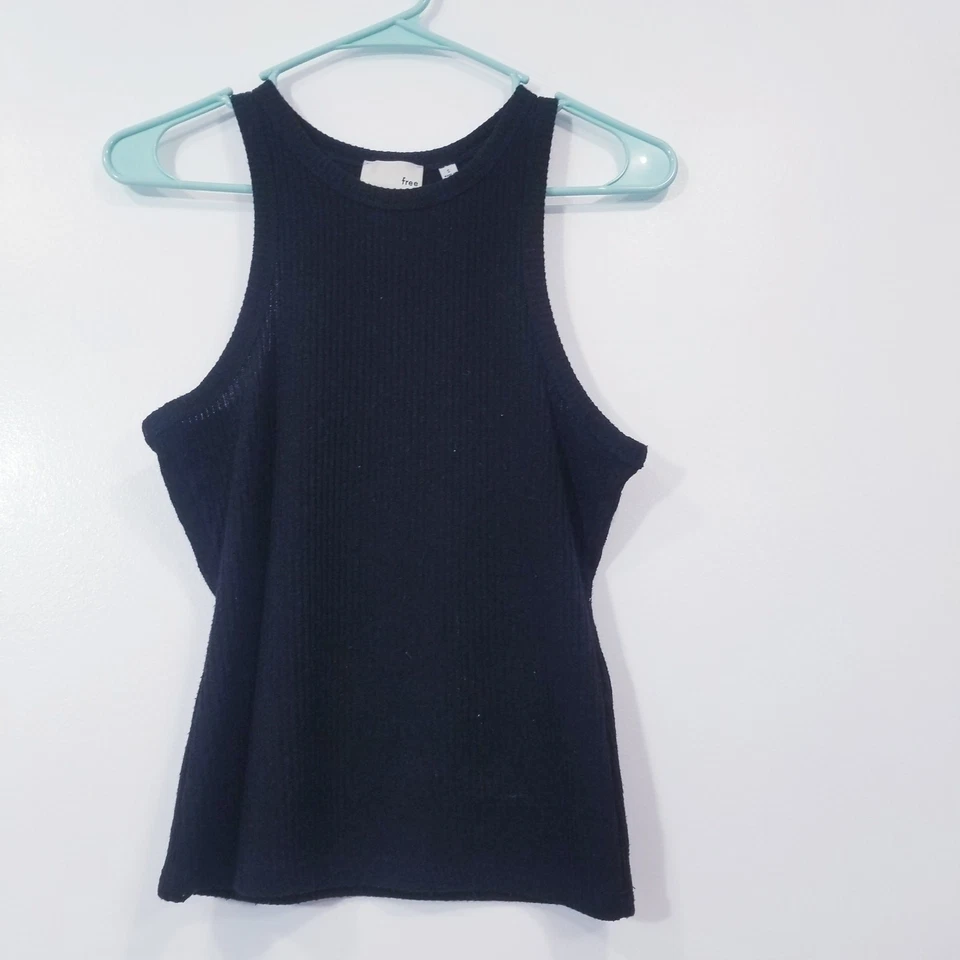 Aritzia Wilfred Women size Small Black Ribbed Knit Top Racer Back Sleeveless - Image 1 of 4