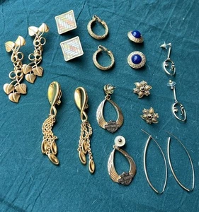Vintage Unique Earring Lot Jewelry (9) Pairs Gold Tone Harley Davidson - Picture 1 of 10