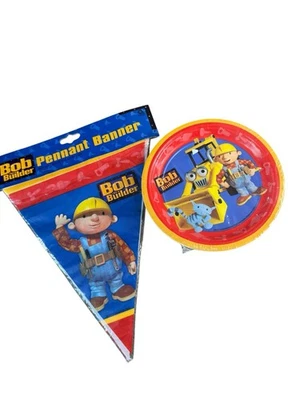 Vintage Bob The Builder Paper Plates And Party Banner 2000 - Image 1 of 4